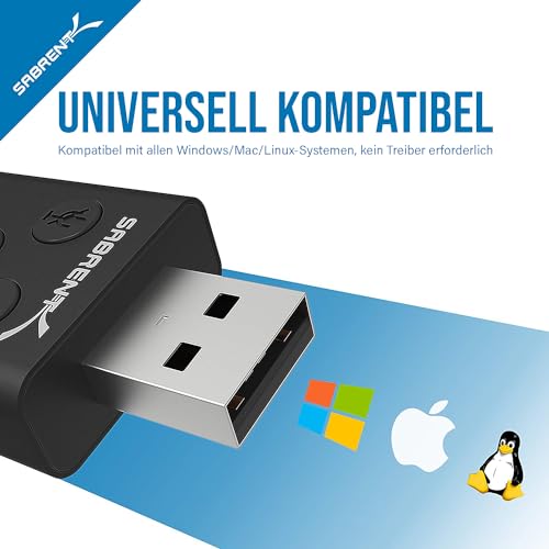Externe USB-Soundkarte Sabrent Aluminium mit 3,5mm Klinke