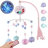ZWOOS Juguete Colgante de Cuna para Bebé, Musical Móvil para Cuna de Bebé con Música Mobile con Fijación,Cuna Móvil para Música para Bebés, para Cuna, Cochecito o Asiento del Coche (Rosa)