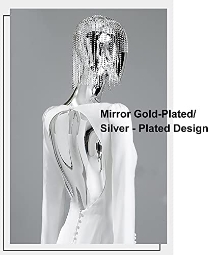 Ljha Mannequin Dress Form Full Mannequin With Silver Plating, Easy To Install Clothing Store Dress Jewelry Display Dress Form, Plastic/Silver-Plated Arms Optional (Color : Plastic Arms) #TOP3