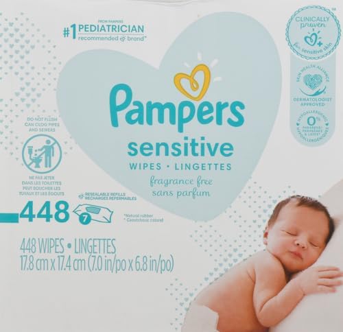 Miniatura 2 de Pampers Toallitas para bebés sensibles sin perfume, 7 paquetes de repuesto (no incluye envase), 448 unidades