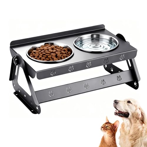 Comedero Perro Elevado: Comedero Alto Perro, Alturas Ajustables, Antideslizante, 2X Cuencos para Perros De Acero Inoxidable, Cuencos Elevados para Perros Pequeños, Medianos Y Grandes
