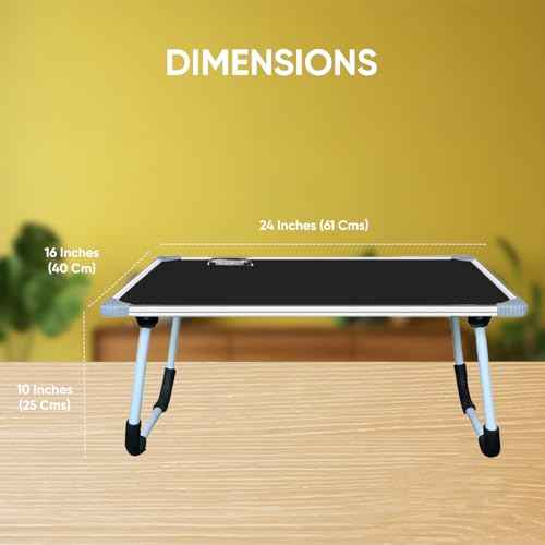 Image of YAJNAS Multipurpose Whiteboard & Laptop Table | Portable Study & Lap Desk for Bed with Laptop Support | Foldable Lap Bed Table, Ideal for Home & Office Presentation - (15 x 23, Black)