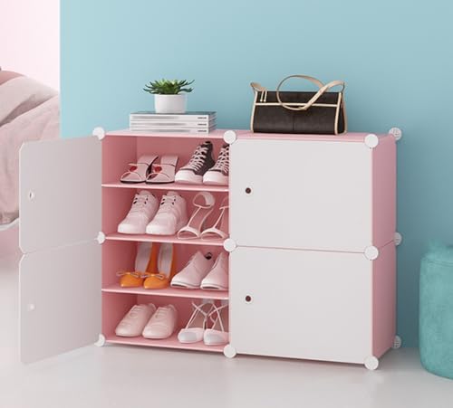 Meuble à chaussures assemblé en plastique avec portes pour rangement efficace