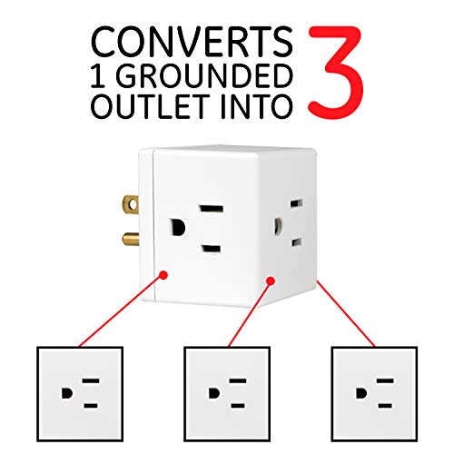 Ge 3-Outlet Extender Wall Tap Cube, Adapter Spaced Outlets, Easy Access Design, Grounded, 3-Prong, Perfect For Home Or Travel, Ul Listed, White, 58368 #TOP1