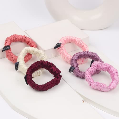 Image of Premium Satin Scrunchies for Women | Hair Bands, Ponytail Holders & Rubber Bands | Skinny, Fluffy, No-Damage Hair Ties | Girls Hair Accessories | Small Size | Pack of 13