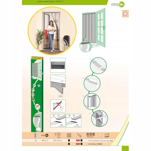 NiNeKa easy life Fliegengitter Lamellen für Türen aus Polyester mit Anschlussleiste - mit Klebeband und eingenähten Gewichten - Größe: 100 x 220 cm, Anthrazit
