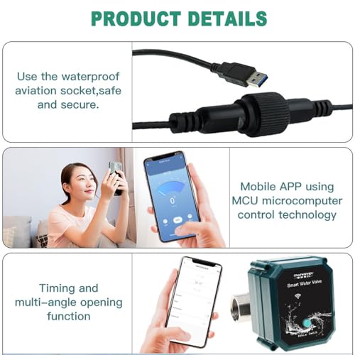 Controlador inteligente de válvula de agua WiFi, temporizador de riego automático con detección de fallos y control de nube, compatible con sistemas domésticos inteligentes