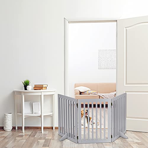 Relaxdays Absperrgitter, freistehendes Schutzgitter, HxB: 70 x 154 cm, mit Füßen, Hunde, klappbar, Türgitter, grau