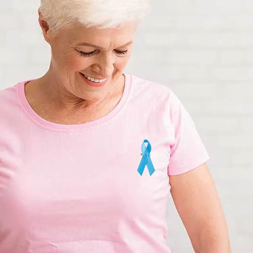 Image of 100pcs Teal Green Ribbon Awareness Satin Pins Cancer Awareness Ribbon Pin with Safety Pin