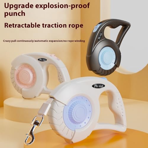Automatisch einziehbare Hundeleine, geeignet für kleine/mittelgroße/große Hunde, rutschfester Griff, 360° Drehung ohne Verheddern, Outdoor-Hundeleine (3 m/5 m) (801 braun, 3 m)