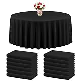 12 Packs Black Round Tablecloths 108 Inches Polyester Fabric Circular Table Cloth Stain and Resistan