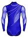 Xnihocha Men's Rhinestones Ballet Gymnastics Dance Leotard Bodysuit Long Sleeve Figure Skating Leotard Royal Blue Large
