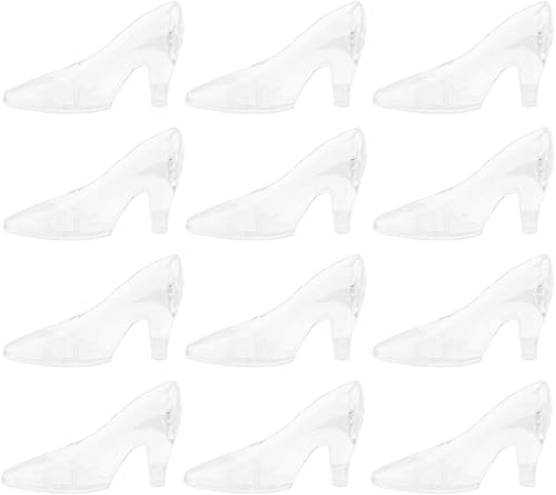 12pcs Mini Crystal Zapatilla Playset Accesorios de boda Tacones de cristal Figuras de cristal Adornos de zapatos de acrílico Adornos de tacón alto