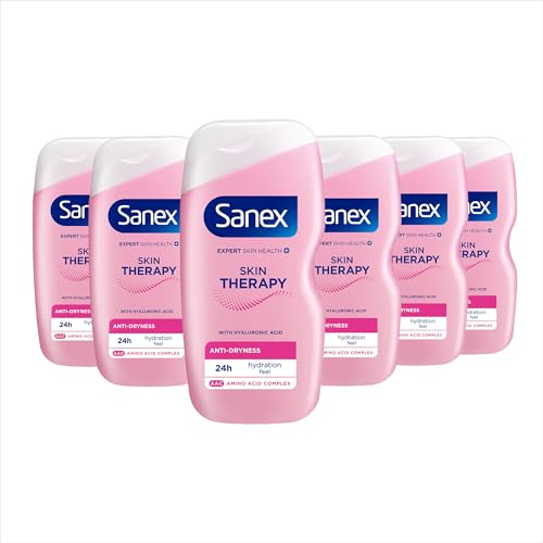Sanex Skin Therapy Anti-Dryness Shower Cream 450ml | Dry Skin Body wash | *relieves Dryness and Reduce Itchiness | Amino Acid Complex with hyaluronic Acid | Supports Skins Barrier | 0% sulphates***