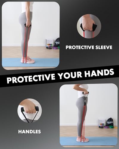 Resistance Bands, Exercise Bands, Resistance Bands for Working Out with Handles and Door Anchor, Workout Bands for Men Women with Protective Sleeve for Fitness Weights Work Out at Home - Image 8