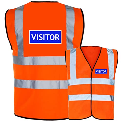 Visitor printed White in Blue Box- Orange Hi Vis/Viz Safety Vest, Waistcoat, Tabard EN ISO 20471 Class 2 supplied by Simply Hi Vis Clothing UK
