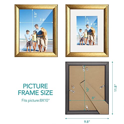 Twing 8X10 Gold Picture Frames Set Of 6, Gold Frames Display Pictures 5X7 With Mat Or 8X10 Without Mat, Tabletop Display And Wall Mounting Home Decorative Photo Frames, Set For Wall Gallery 6 Pcs #TOP1