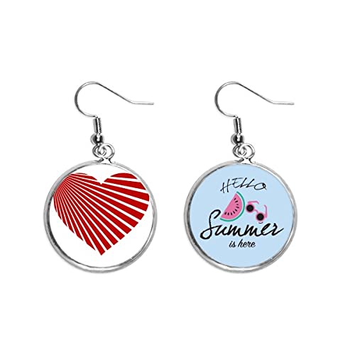 Pendientes de sandía forma corazón rojo bisutería lóbulo verano