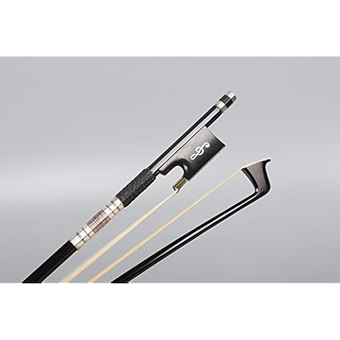 Yinfente 4/4 Violin Bow Carbon Fiber Ebony frog nice Inlay Full size Well Balanced Natural Horse Hair Violin parts (4/4) (4/4) Cover