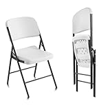 Elevon Folding Chairs Heavy Duty Plastic Chairs with 350-Pound Capacity for Home Office Camping Kitchen Dining Wedding Party Event Picnic, White, 2-Pack