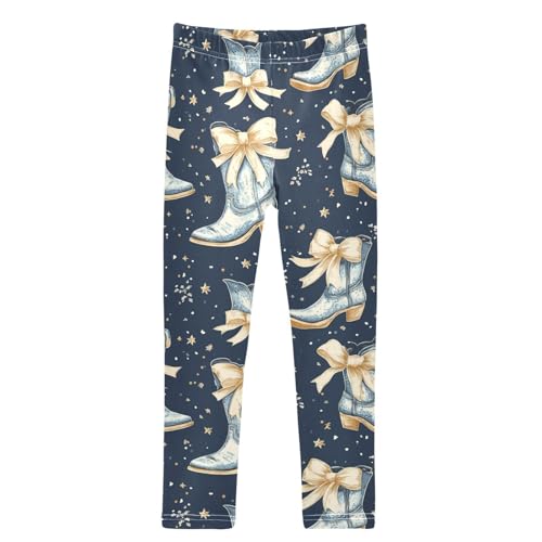 Vintage Bows Cowboy Boots Girls Leggings Kids Yoga Pants Dance Active Tights 4T