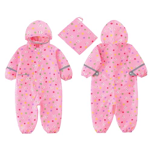 Image of Kids Rain Suit Toddler Boys Girls One Piece Raincoats Waterproof Coverall Baby Rain Jackets Zipper Rainwear 1-10 Years