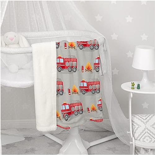 Image of Fire Truck Fireman Baby Blanket Gifts Super Soft Swaddle Newborn Cozy Baby Receiving Blanket Stroller Throw Blanket for Crib 40x30 in forBaby /Puppy