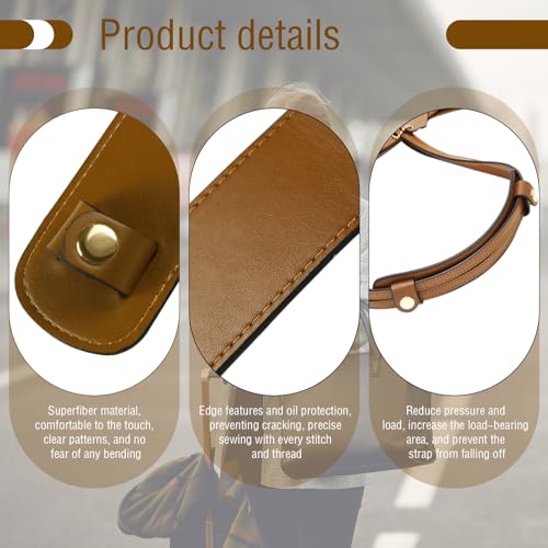 Image of Brown Microfiber Leather Shoulder Strap Pads Leather Strap Cover for Tote Bags Handbag Purse Repair