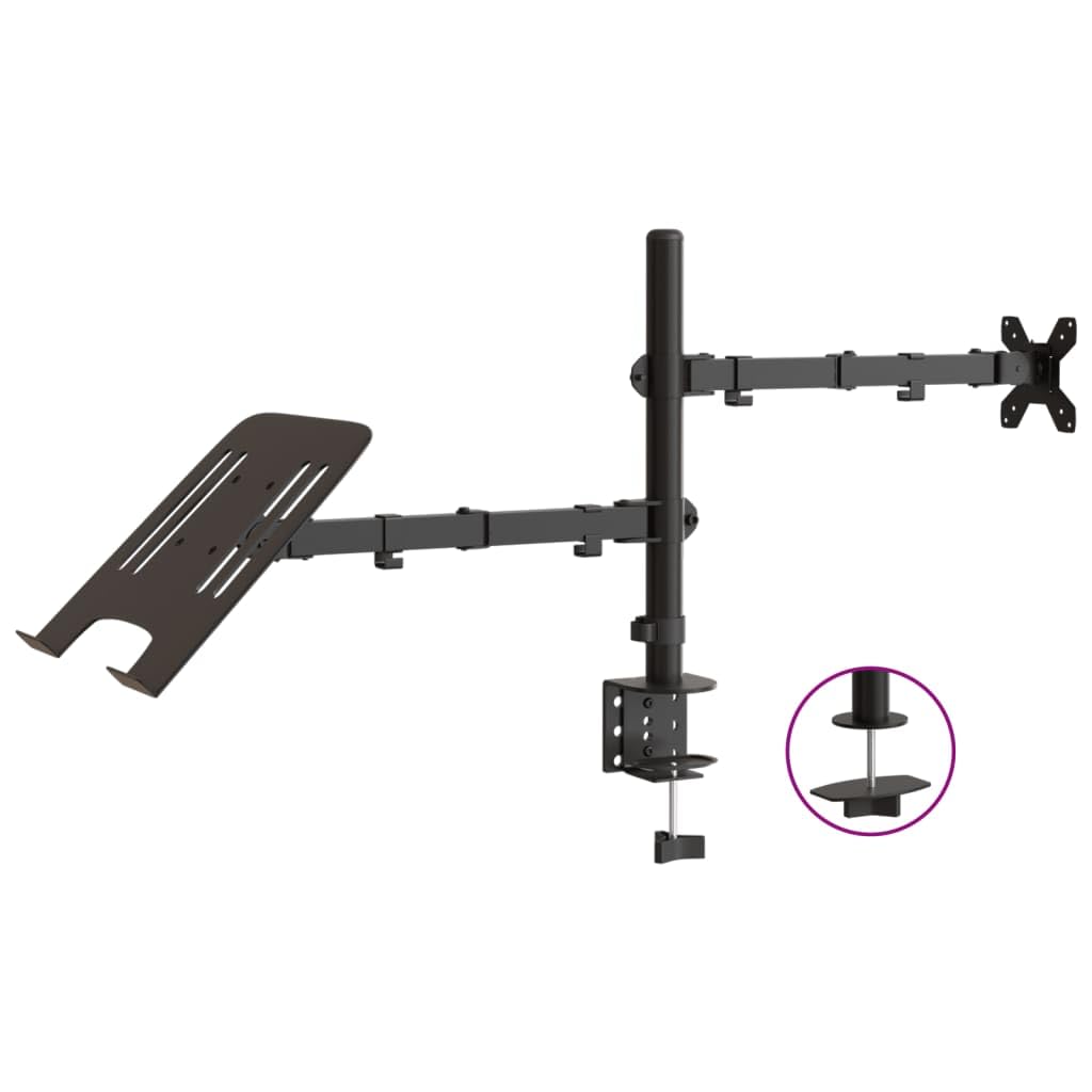 Supporto per monitor nero in acciaio VESA 75/100 mm, braccio monitor regolabile inclinazione 90°, rotazione 360°, altezza regolabile, installazione morsetto a C o passacavi per scrivania 10-88 mm,