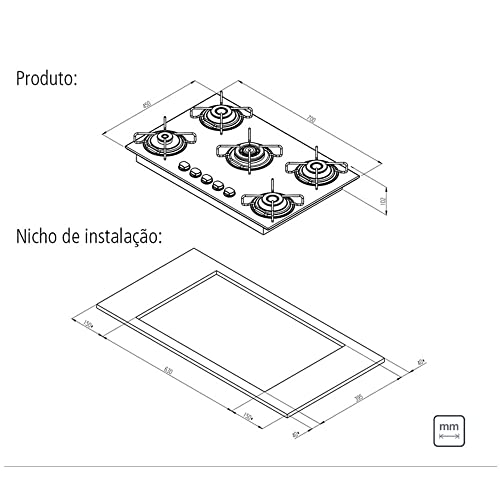 Cooktop Gas Glass Brasil 5ggtri70 Tramontina Preto