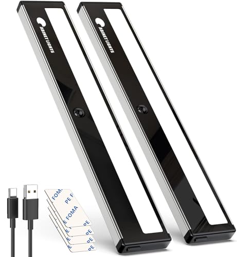 Under Cabinet Lights Factory Sell Directly, 54-LED Under Counter Lights,10inch Slim Motion Sensor Cabinet Lighting, Stick on Closet Lights for Kitchen, Stair, Pantry(2 Pack)