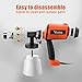 Paint Sprayer 830ml/min, Yome Electric Spray Paint Gun with Three Spray Patterns, Three Copper Nozzle Sizes, Adjustable Valve Knob, Two 900ml Detachable Containers for Painting Projects, Orange