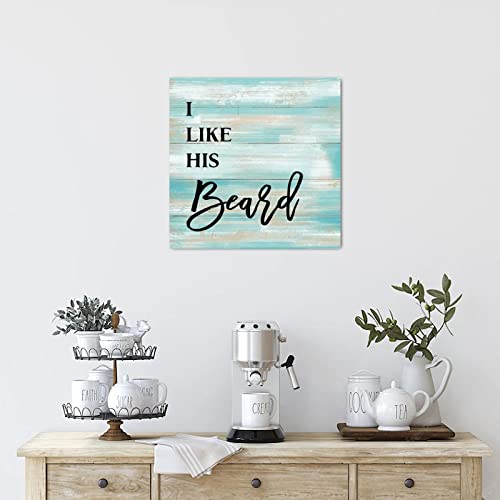 Panneau en bois I Like His Beard pour une déco de chambre romantique
