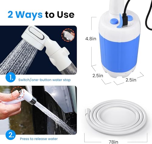 Pompe de douche portable à haut débit pour lavage auto et animaux