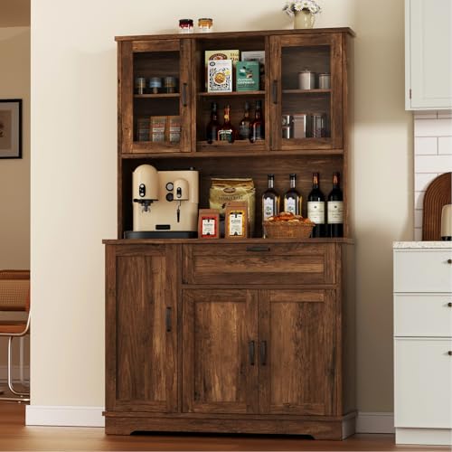 Vongrasig Tall Kitchen Pantry Storage Cabinet, Modern Pantry Cabinet with