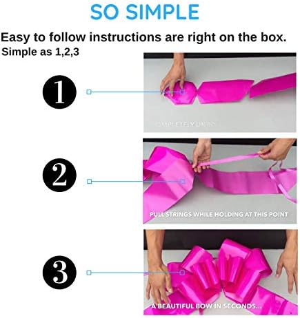 Giant Bows for Car - Big Bow for A Huge Gift. Large Ribbon Pull-Bows Make an Outdoor Decoration, & are Decorative for Valentines Day Presents - 23-Inch, Pink
