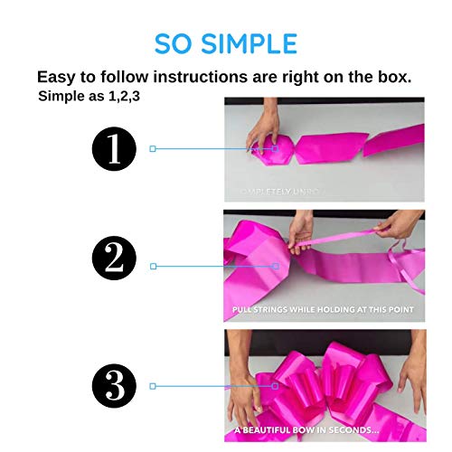 Giant Bows for Car - Big Bow for A Huge Gift. Large Ribbon Pull-Bows Make an Outdoor Decoration, & are Decorative for Valentines Day Presents - 23-Inch, Pink