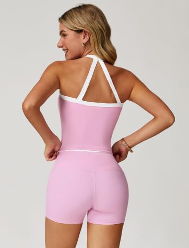 Image of QBGJTD Womens Longline Sports Bras Cross Back Active Gym Yoga Padded Workout Crop Tank Top with Built in Bra
