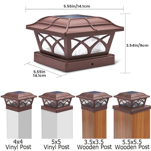 image for SIEDiNLAR Solar Post Cap Lights Outdoor Glass 2 Color Modes 8 LEDs for