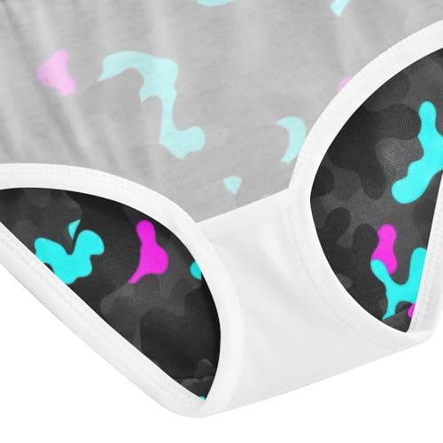 Black Gray Camouflage Kids Underwear, Toddler Briefs, Cotton Underwear for Girls, 2–8 Years4