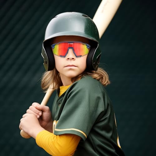 Image of X-TIGER Polarized Kids Sunglasses Youth Baseball Sunglasses UV400 Boys Girls Sports Sun Glasses for Softball Cycling Scooter