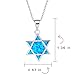 Bling Jewelry Hanukkah Magen Judaic Inlay Created Blue Opal Star Of David Pendant Necklace For Bat Mitzvah For Women Teen .925 Sterling Silver