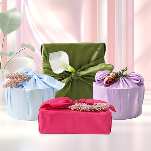 6 PCS/Set Minimalist Gift Wrapping Scarf - Multi-Color Satin Fabric Bundling Cloth for Stylish Present Packaging2