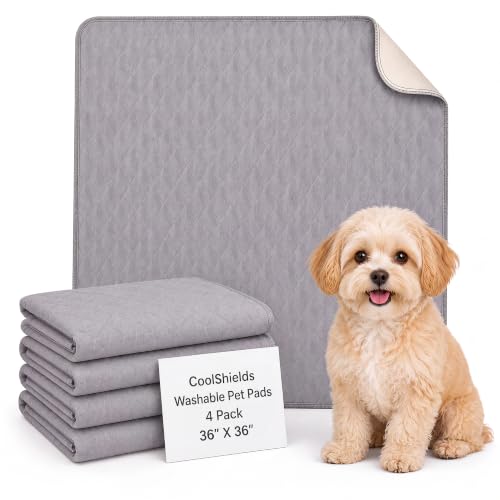 Image of Washable Puppy Dog Pee Pad, 36 inchX36 inch 4pcs Reusable Puppy Pads, Waterproof Whelping Training Mat for Playpen Crate, Floor, Bed,Sofa and Trunk
