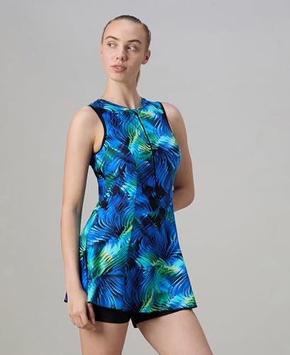 Image of Speedo Women's Endurabrite Closedback Swimdress with Boyleg | Swimming Costume | Swimming Suit for Women | Chlorine Resistance | UPF 40+ Sun Protection | Removable Bra Pads