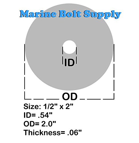 Type 18-8 Stainless Steel Fender Washers Size 1/2" x 2" (pack of 10pcs) Marine Bolt Supply - Thumbnail 2