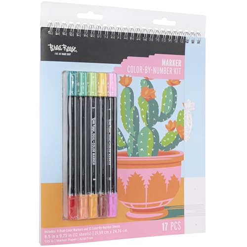 Brea Reese: Marker Color-by-Number Kit - Western Desert - 5 Dual-Tip Markers, 12 Nature Designs, Guided Art, 8.5 x 9.75 Pages, Adult Spiral Art Pad by Brea Reese - Used condition - Image 6