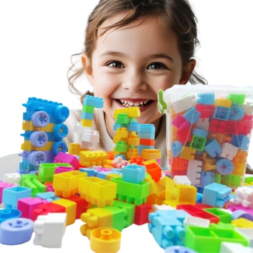 Image of Building Block Assembly Toy Set with Storage Container, 100 Pcs, 3+ Yrs