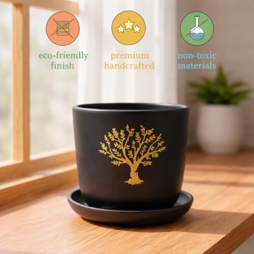 Image of Urban Upvan Terracotta Flower Pots for Garden, Dining Table & Home Decor | Elegant Planter for Living Room & Indoor Plants| Tree