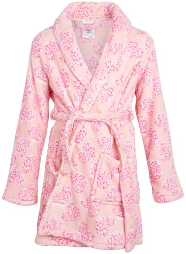 Bebe Girls' Bathrobe - Super Soft Plush Fleece Sleepwear Robe (Size: 7-16), Size 10-12, Light Pink Cheetah Hearts #TOP24